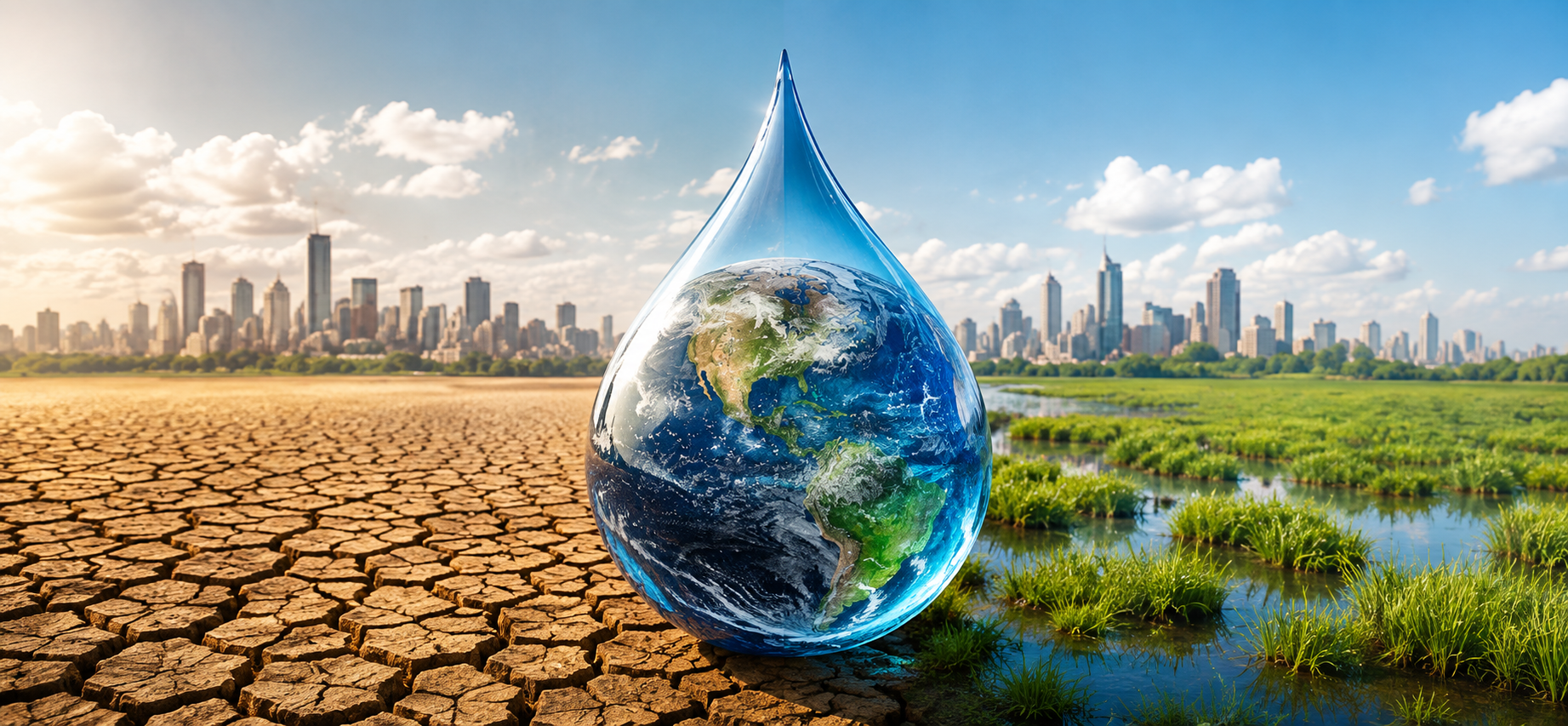 Water Crisis Drought vs Green Planet