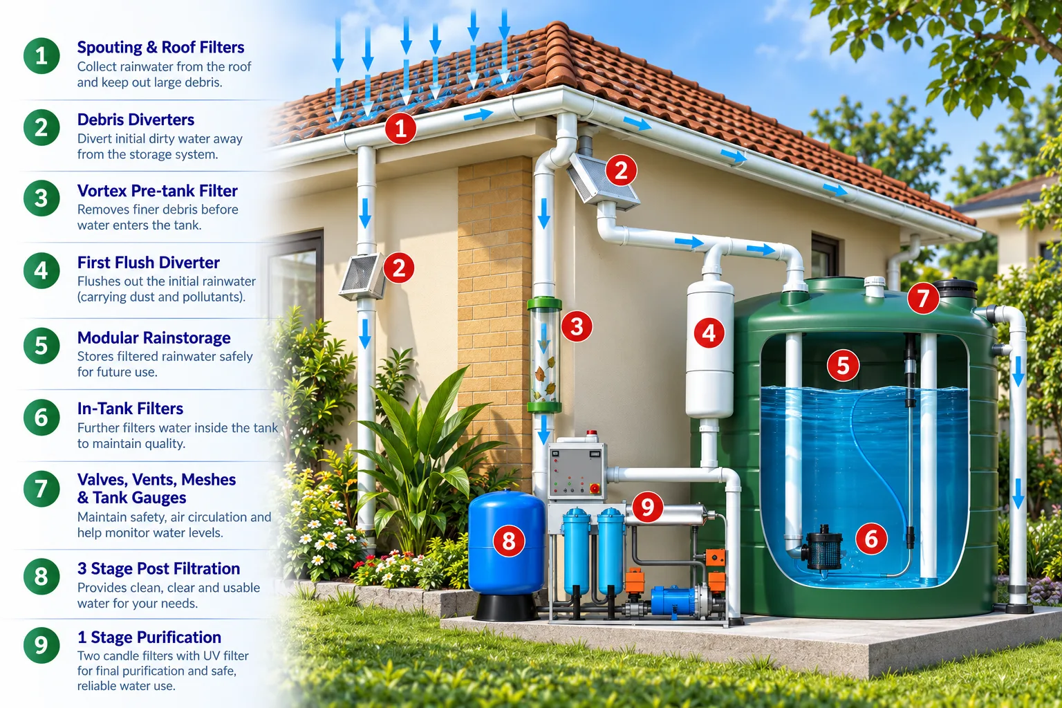 Ridge Water 9-Step Rainwater Harvesting System Architecture