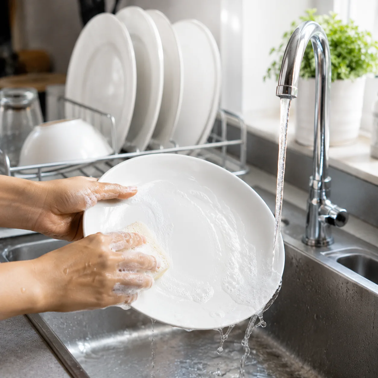 Spotless dishwashing with soft water