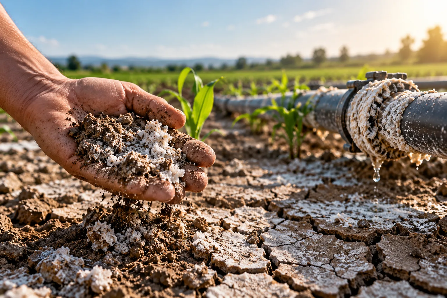 High salinity and hard dry soil