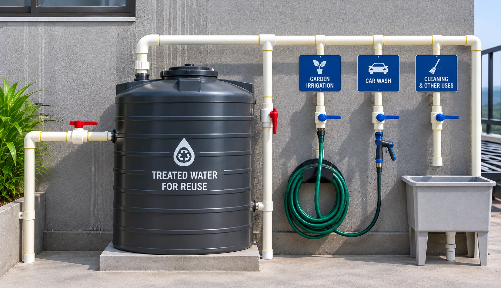 Water reuse for toilets and gardening